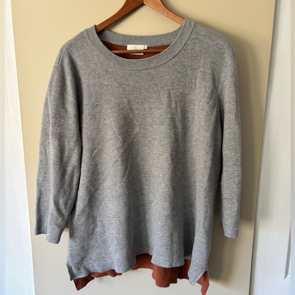 KAFFE Gray and Brown Women's Crew Neck Sweater Size XXL